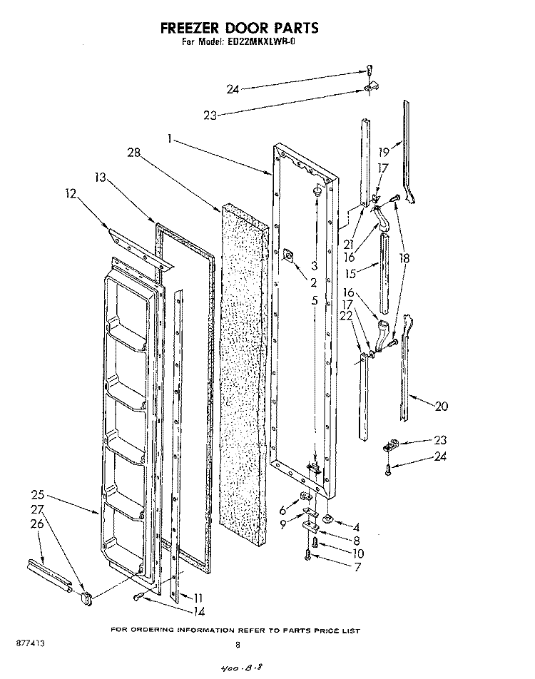FREEZER DOOR Diagram and Parts List for ED22MKXLWR0  Whirlpool Refrigerator
