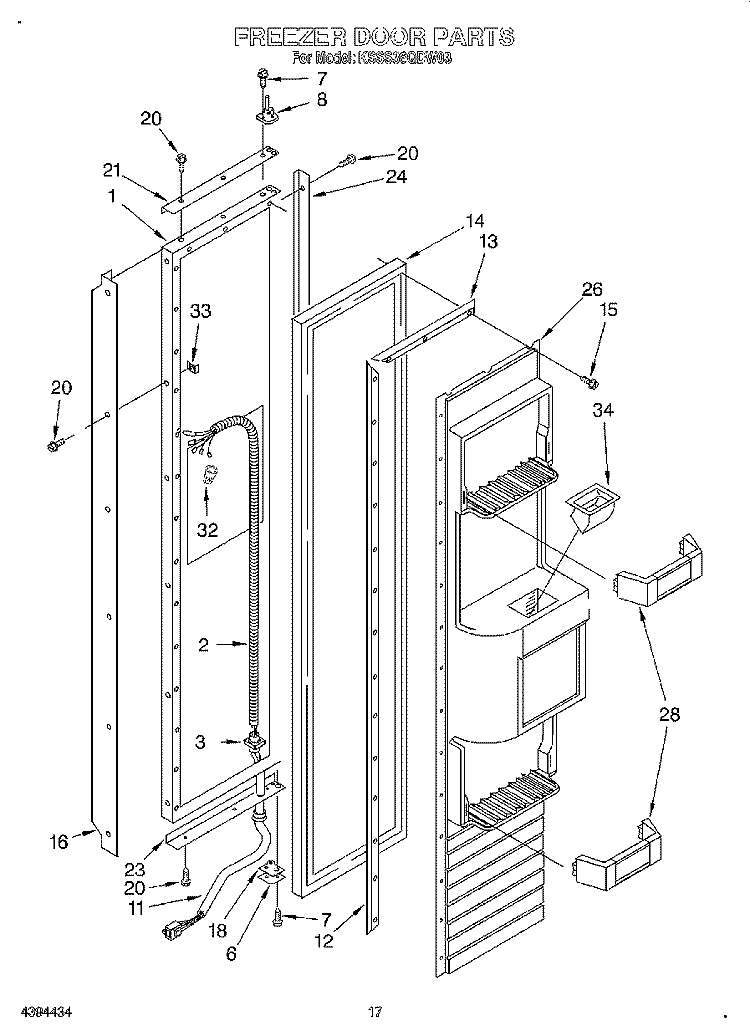 FREEZER DOOR Diagram and Parts List for KSSS36QDW03  KitchenAid Refrigerator