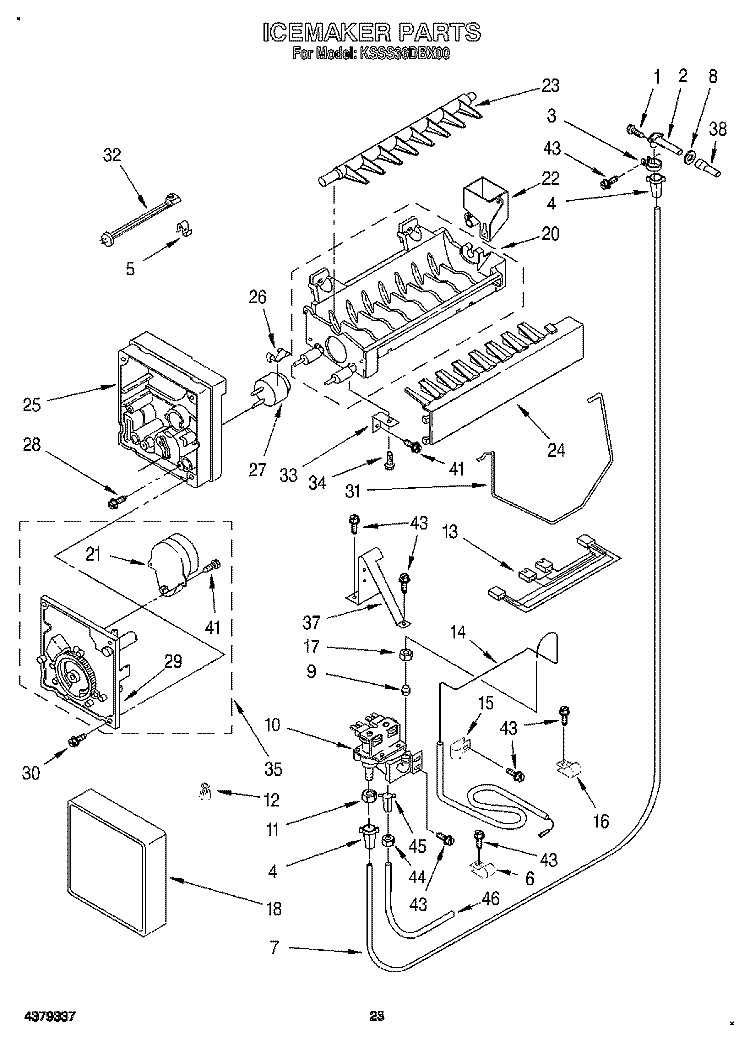 ICEMAKER, LITERATURE Diagram and Parts List for KSSS36DBX00  KitchenAid Refrigerator