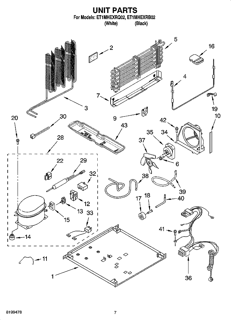 UNIT PARTS Diagram and Parts List for ET1MHEXRB02  Whirlpool Refrigerator
