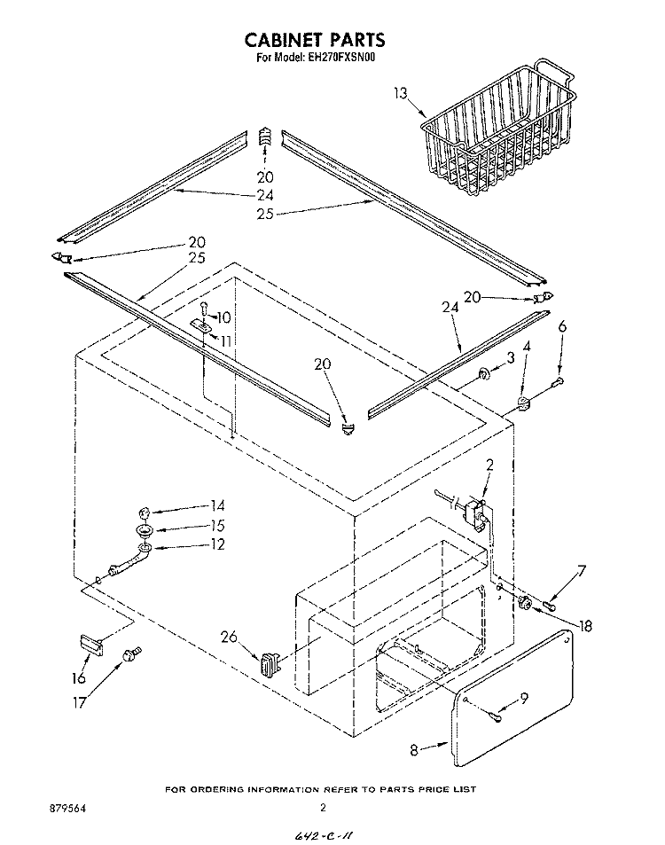 SECTION Diagram and Parts List for EH270FXSN00  Whirlpool Freezer