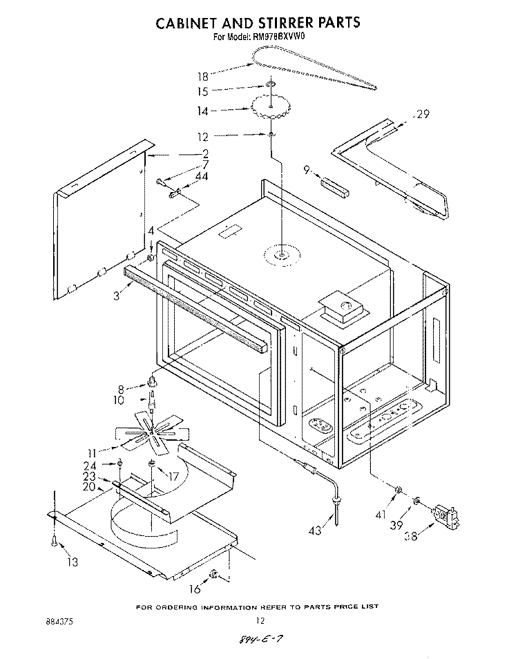 CABINET AND STIRRER Diagram and Parts List for RM978BXVN0  Whirlpool Microwave Oven Combo
