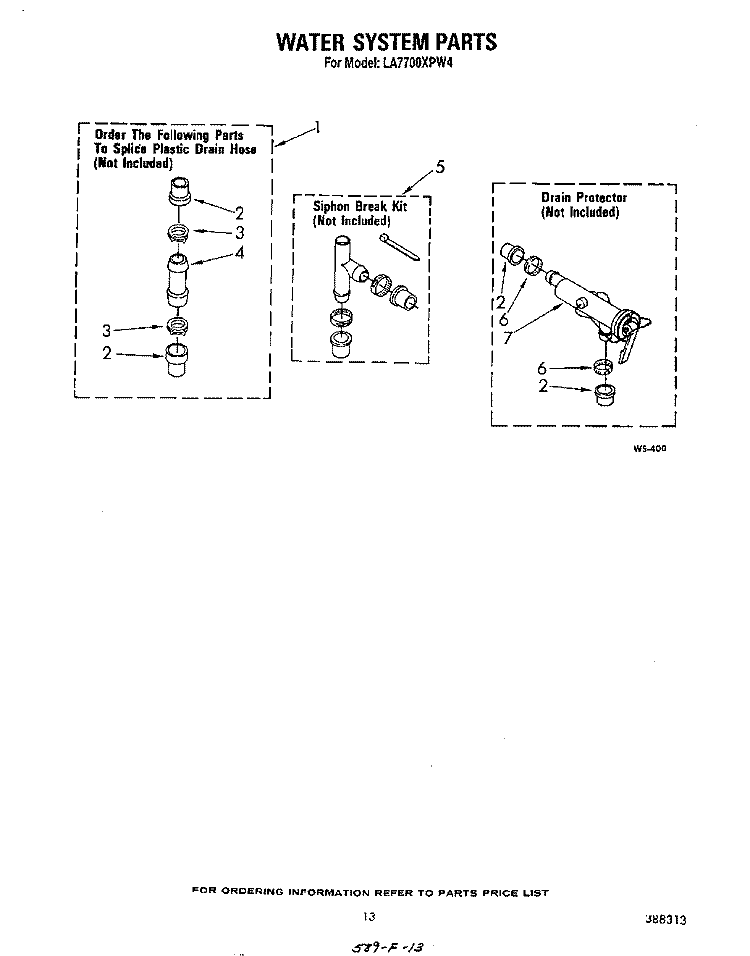 WATER SYSTEM Diagram and Parts List for LA7700XPW4  Whirlpool Washer