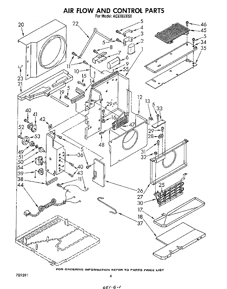 AIRFLOW AND CONTROL Diagram and Parts List for ACE082XS0  Whirlpool Air Conditioner