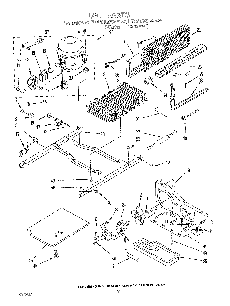 UNIT Diagram and Parts List for ET25DMXAN00  Whirlpool Refrigerator