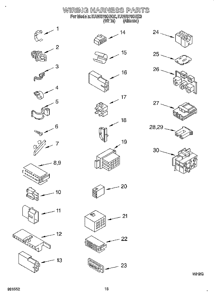 WIRING HARNESS Diagram and Parts List for KAWS750GQ0  KitchenAid Washer