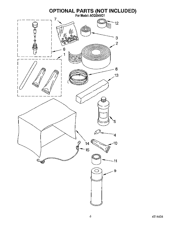 OPTIONAL Diagram and Parts List for ACQ294XD1  Whirlpool Air Conditioner