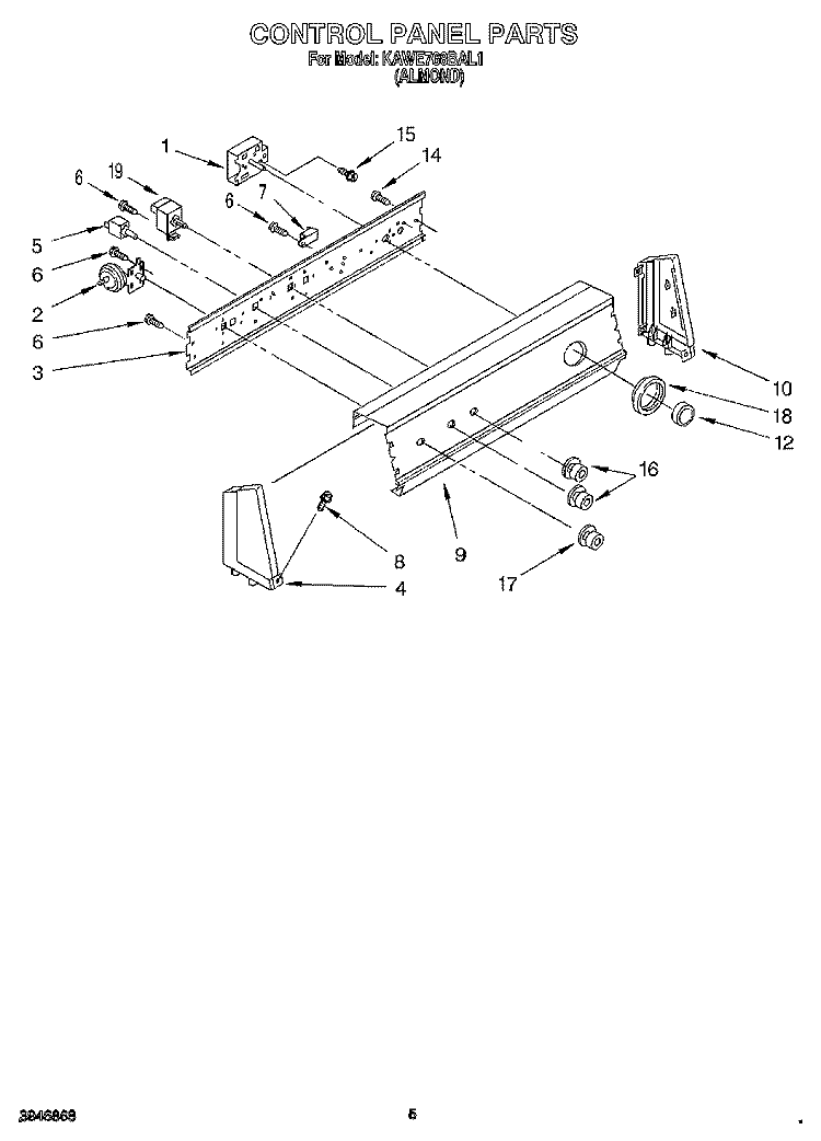 CONTROL PANEL Diagram and Parts List for KAWE768BAL1  KitchenAid Washer