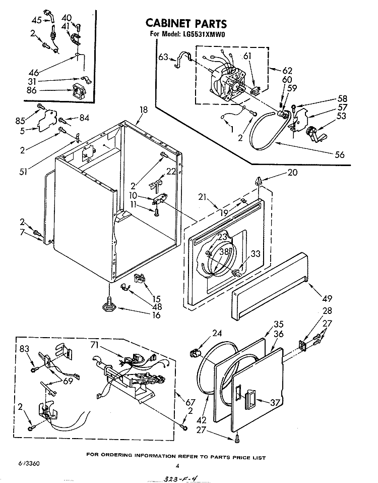 CABINET Diagram and Parts List for LG5531XMW0  Whirlpool Dryer