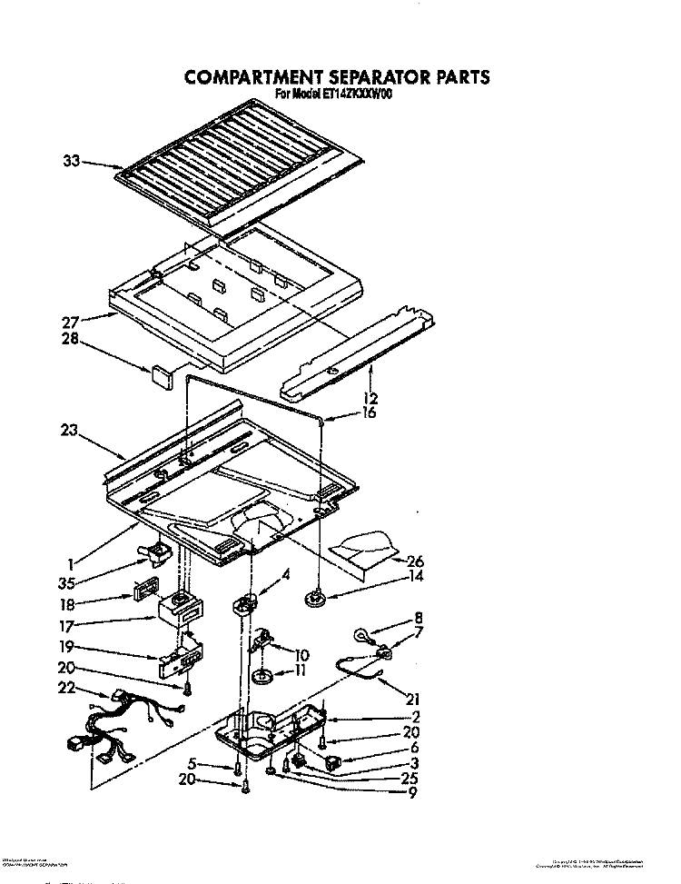 COMPARTMENT SEPARATOR Diagram and Parts List for ET14ZKXXG00  Whirlpool Refrigerator