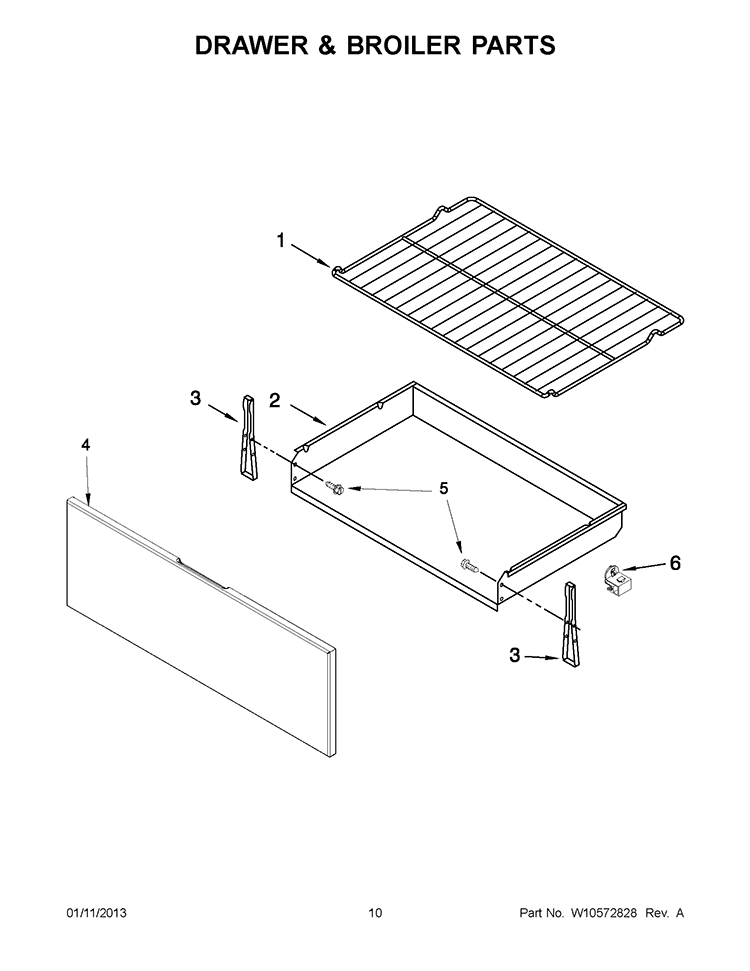 DRAWER & BROILER PARTS Diagram and Parts List for IGS426AS0  Inglis Range