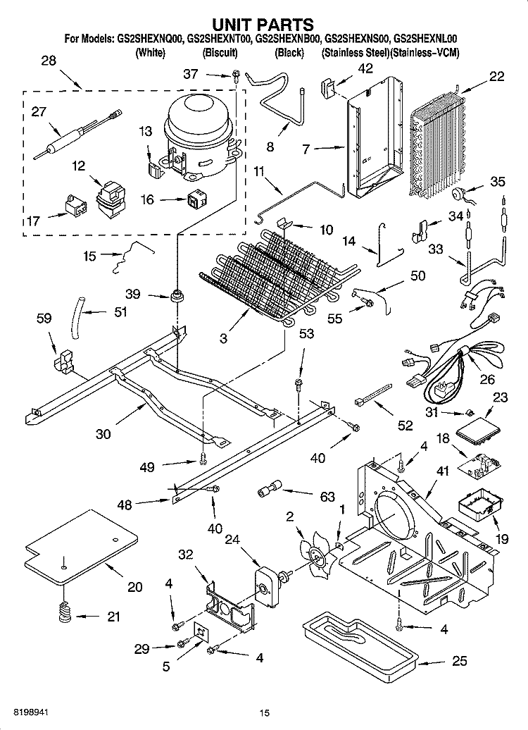 UNIT PARTS Diagram and Parts List for GS2SHEXNS00  Whirlpool Refrigerator