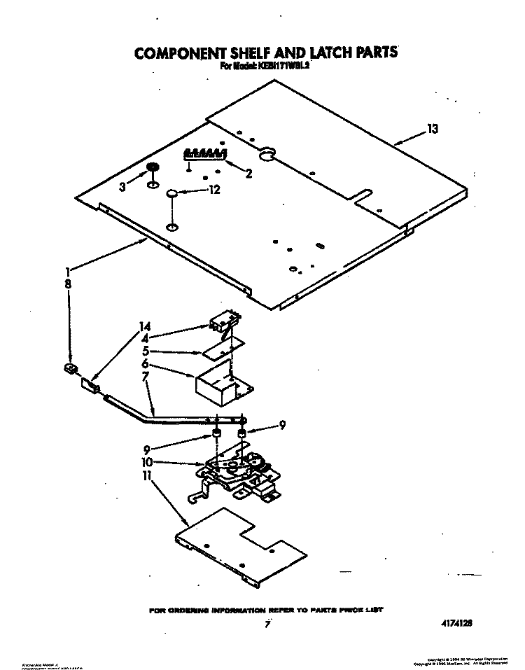 COMPONENT SHELF AND LATCH Diagram and Parts List for KEBI171WBL2  KitchenAid Wall Oven