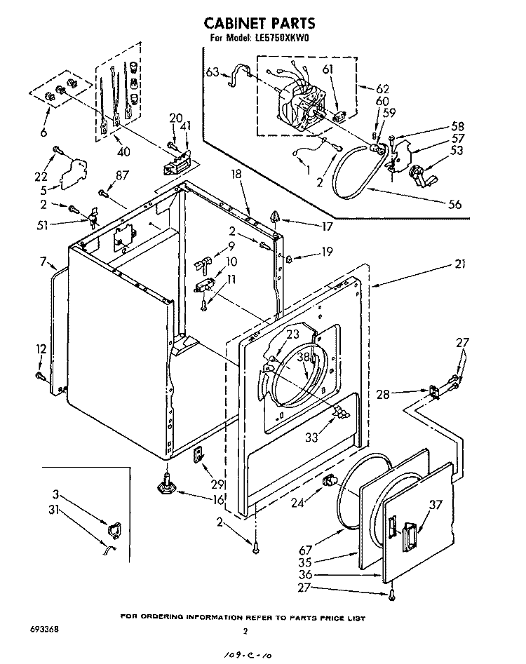 SECTION Diagram and Parts List for LE5750XKW0  Whirlpool Dryer
