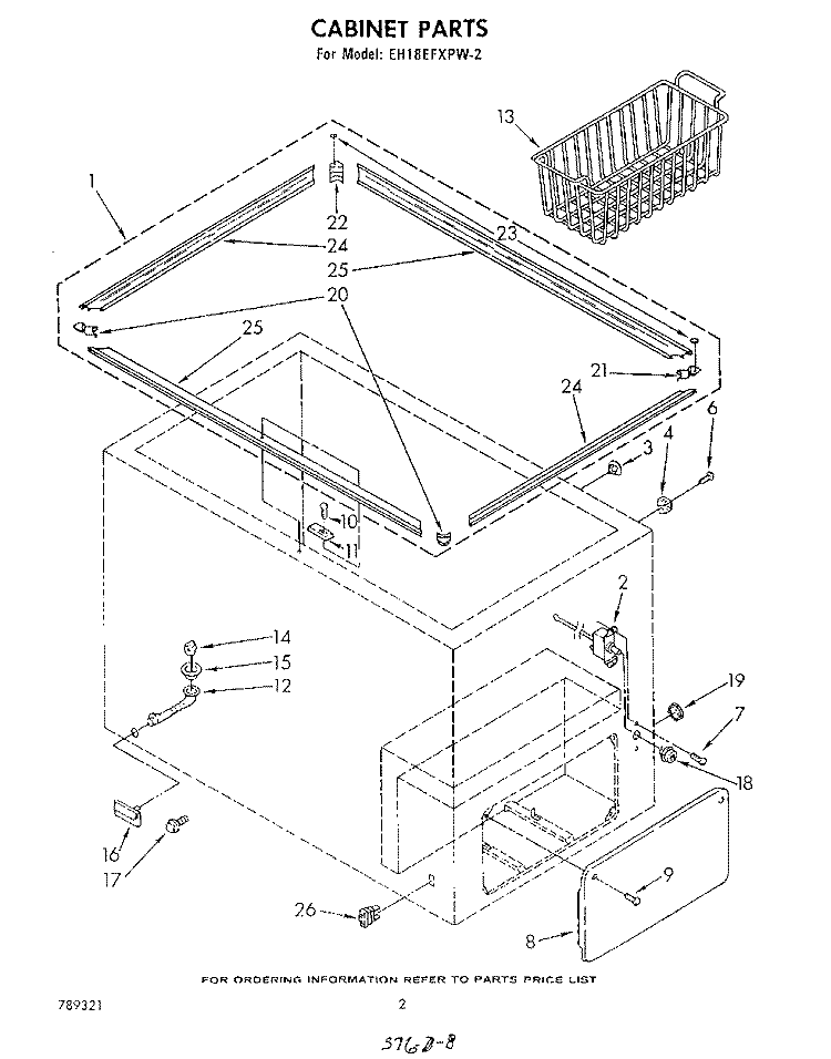 SECTION Diagram and Parts List for EH18EFXPW2  Whirlpool Freezer