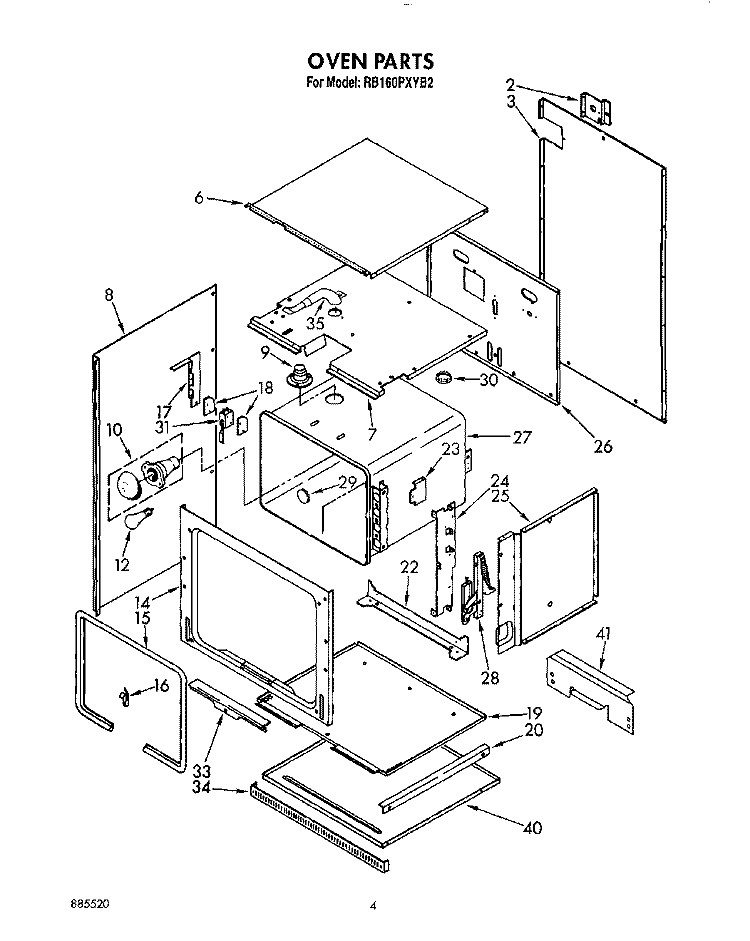 OVEN Diagram and Parts List for RB160PXYQ2  Whirlpool Wall Oven