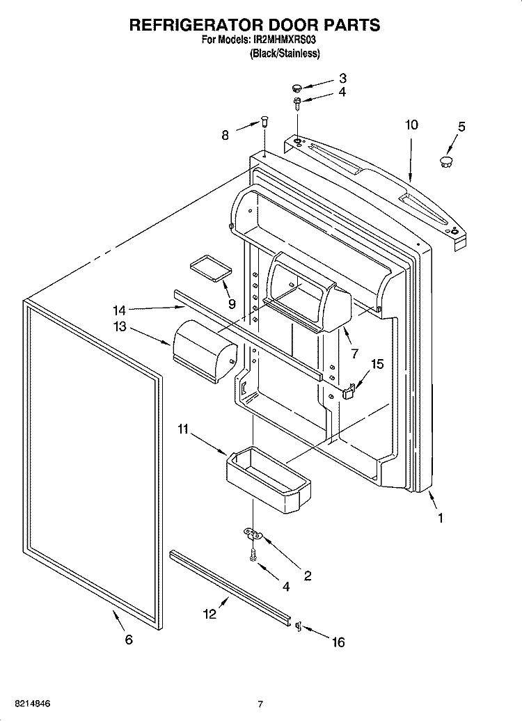 REFRIGERATOR DOOR PARTS Diagram and Parts List for IR2MHMXRS03  Whirlpool Refrigerator