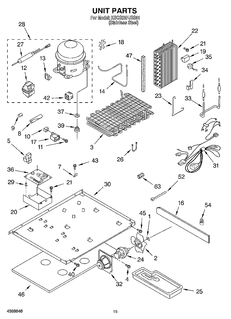 UNIT Diagram and Parts List for KSCS25FJSS01  KitchenAid Refrigerator