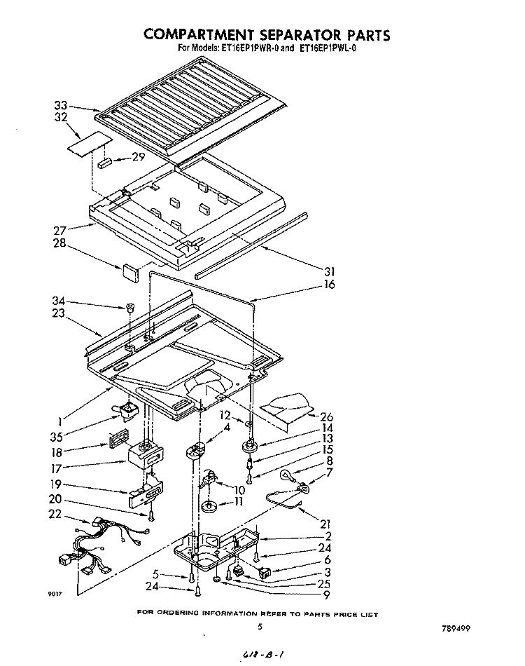 COMPARTMENT SEPARATOR Diagram and Parts List for ET16EP1PWR0  Whirlpool Refrigerator