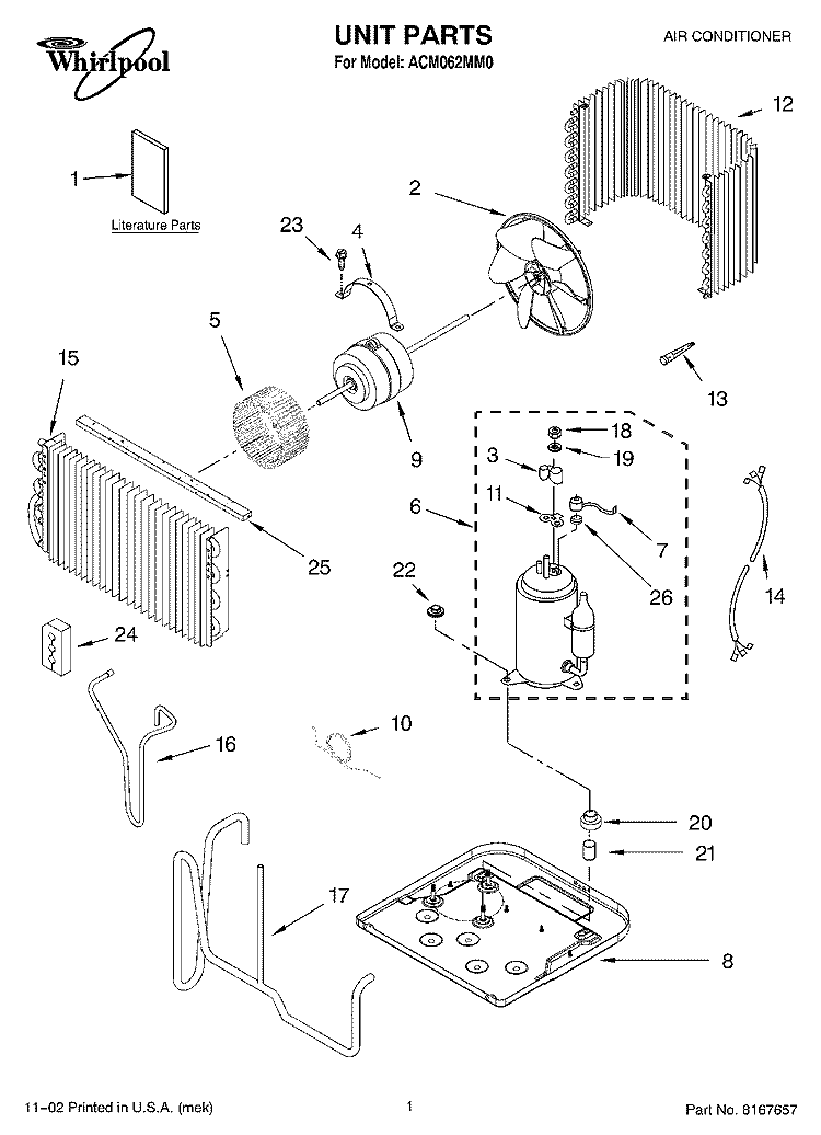 UNIT PARTS Diagram and Parts List for ACM062MM0  Whirlpool Air Conditioner
