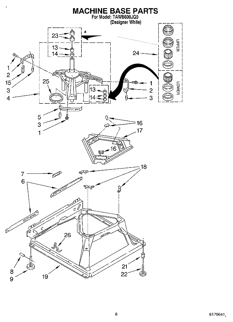 MACHINE BASE Diagram and Parts List for TAWB600JQ0  Estate Washer