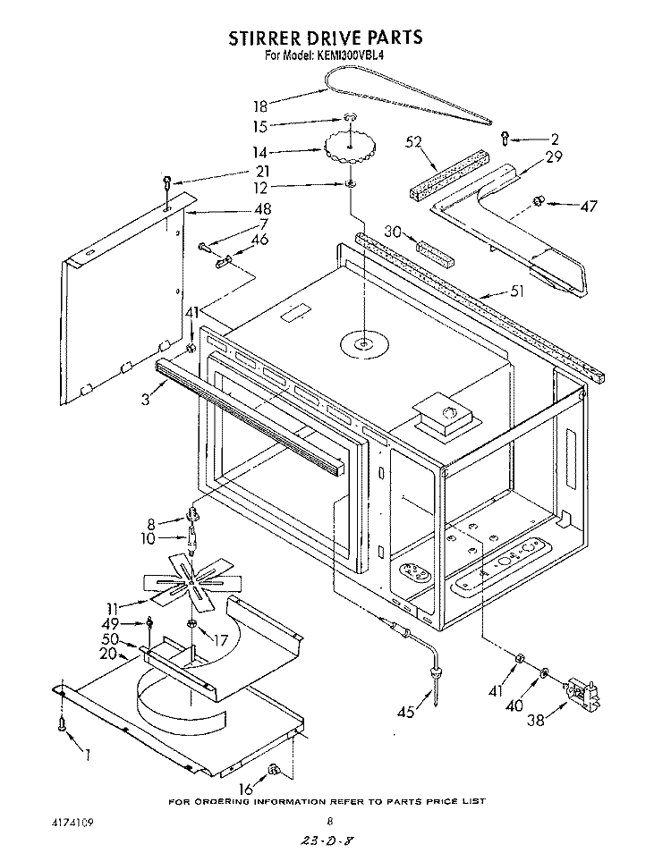 STIRRER DRIVE Diagram and Parts List for KEMI300VBL4  KitchenAid Microwave Oven Combo