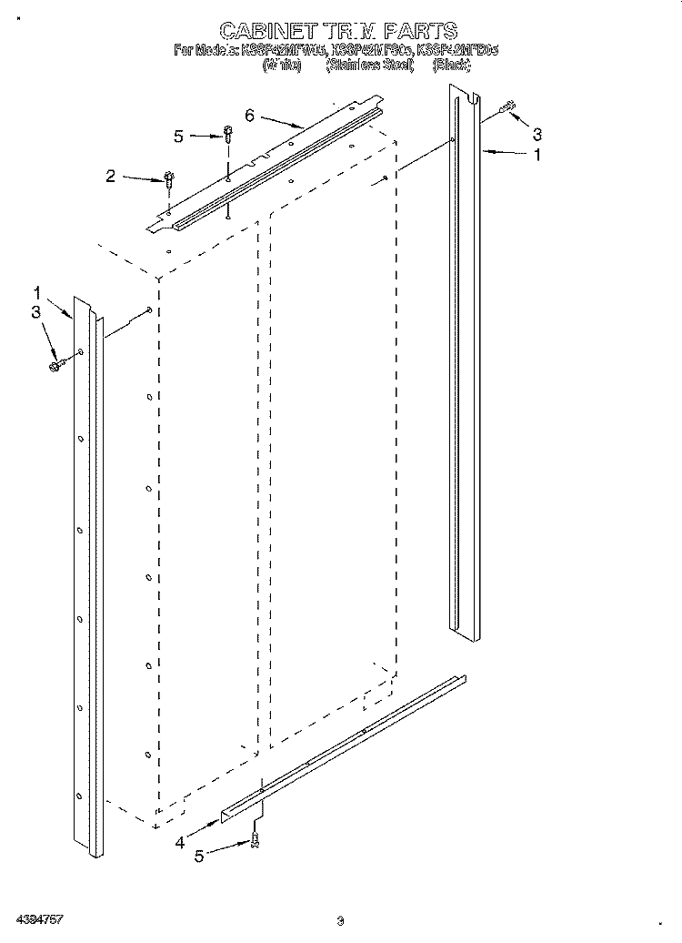 CABINET TRIM Diagram and Parts List for KSSP42MFB05  KitchenAid Refrigerator