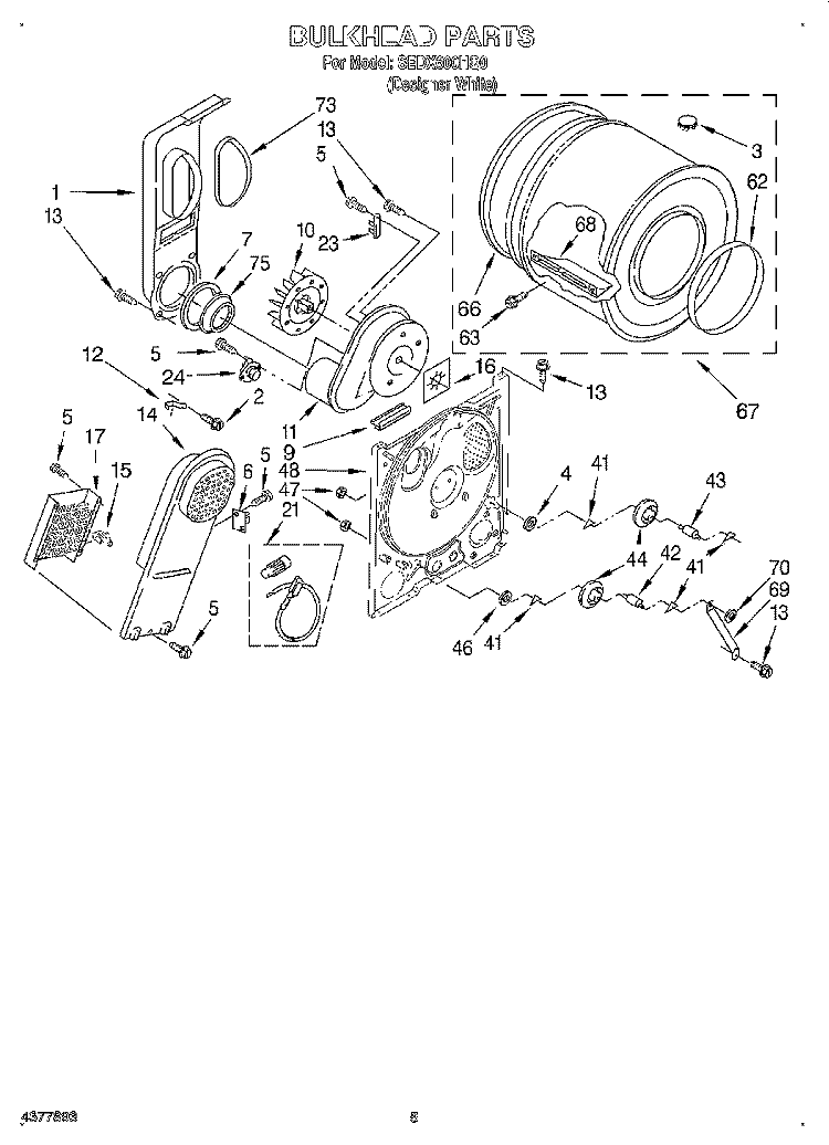 SECTION Diagram and Parts List for SEDX600HQ0  Whirlpool Dryer