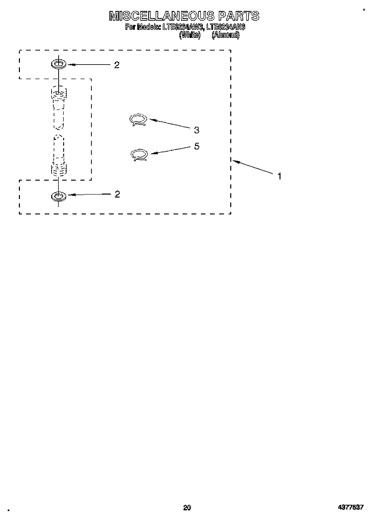 MISCELLANEOUS, LIT/OPTIONAL Diagram and Parts List for LTE6234AW3  Whirlpool Washer Dryer Combo