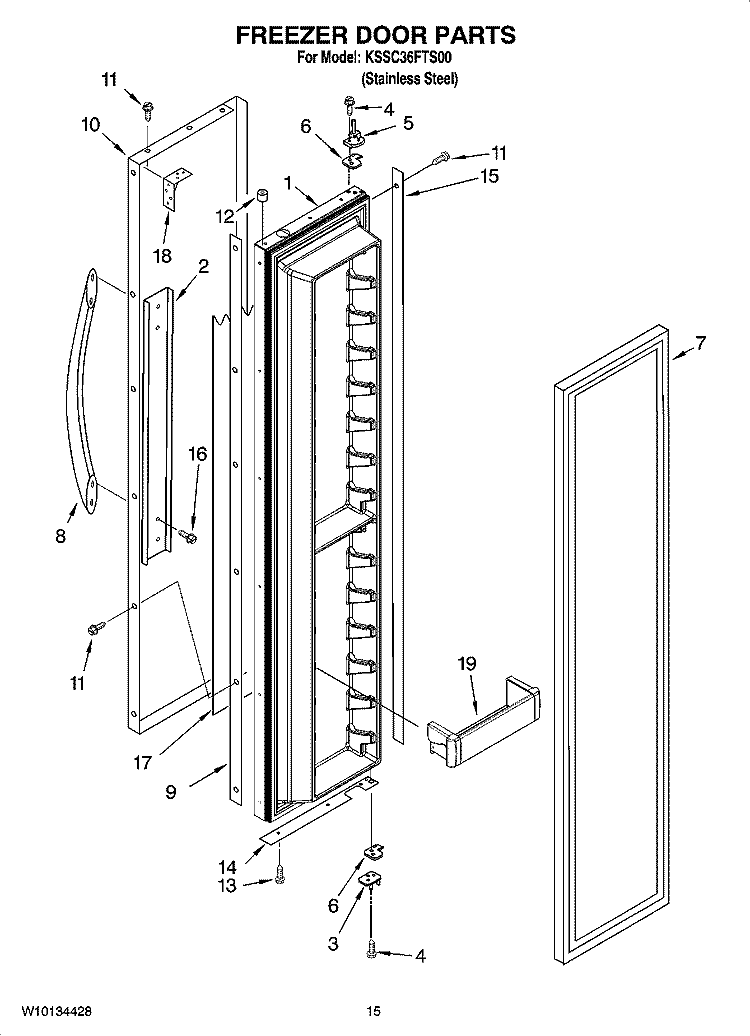FREEZER DOOR PARTS Diagram and Parts List for KSSC36FTS00  KitchenAid Refrigerator
