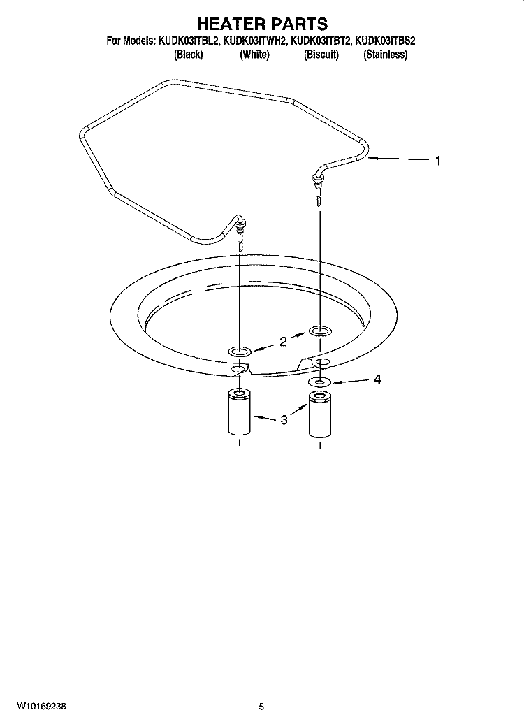 HEATER PARTS Diagram and Parts List for KUDK03ITWH2  KitchenAid Dishwasher