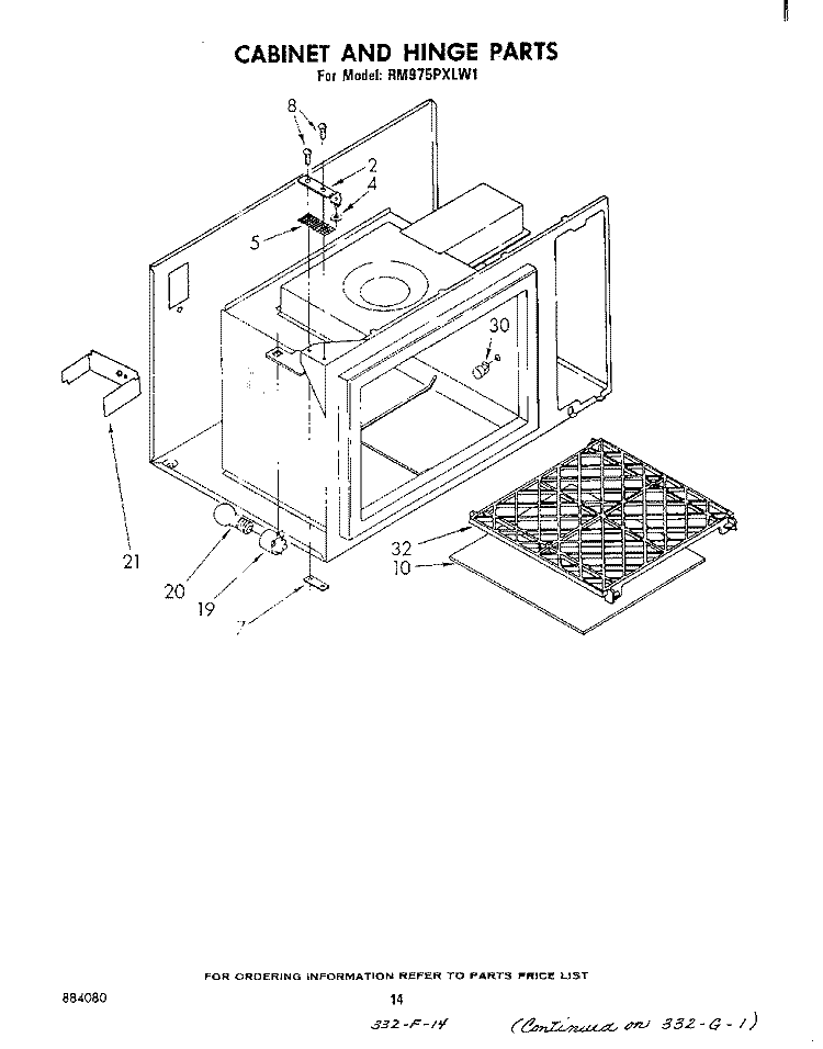 CABINET AND HINGE Diagram and Parts List for RM975PXLW1  Whirlpool Microwave Oven Combo