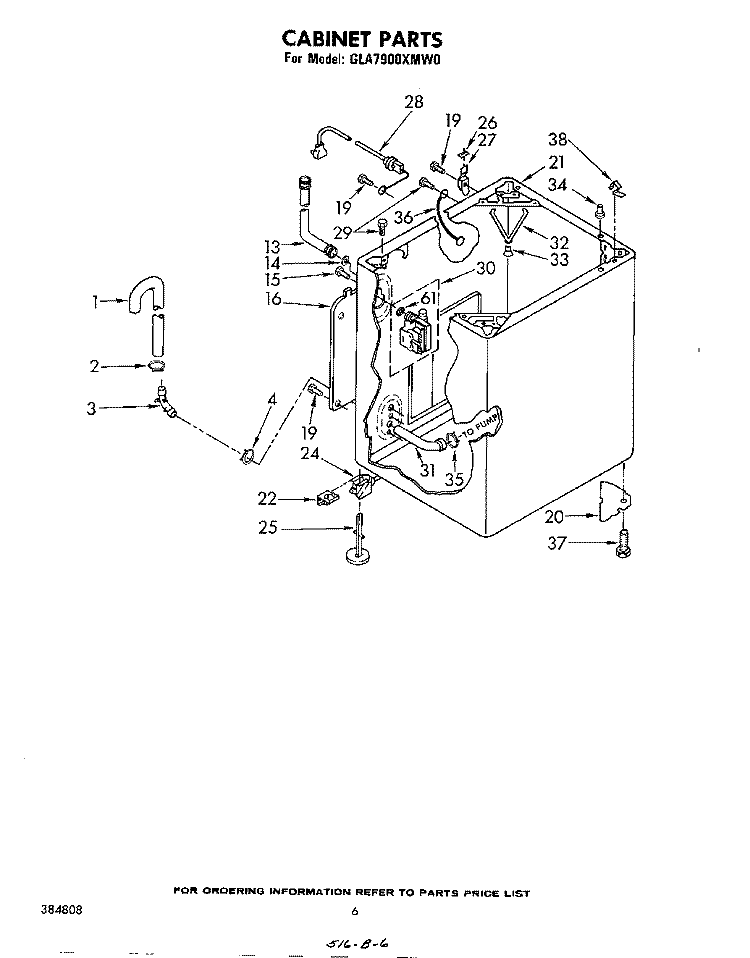CABINET Diagram and Parts List for GLA7900XMW0  Whirlpool Washer