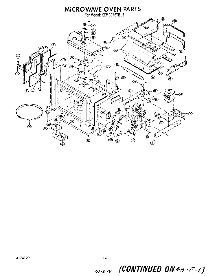 MICROWAVE OVEN Diagram and Parts List for KEMS376TBL3  KitchenAid Microwave Oven Combo