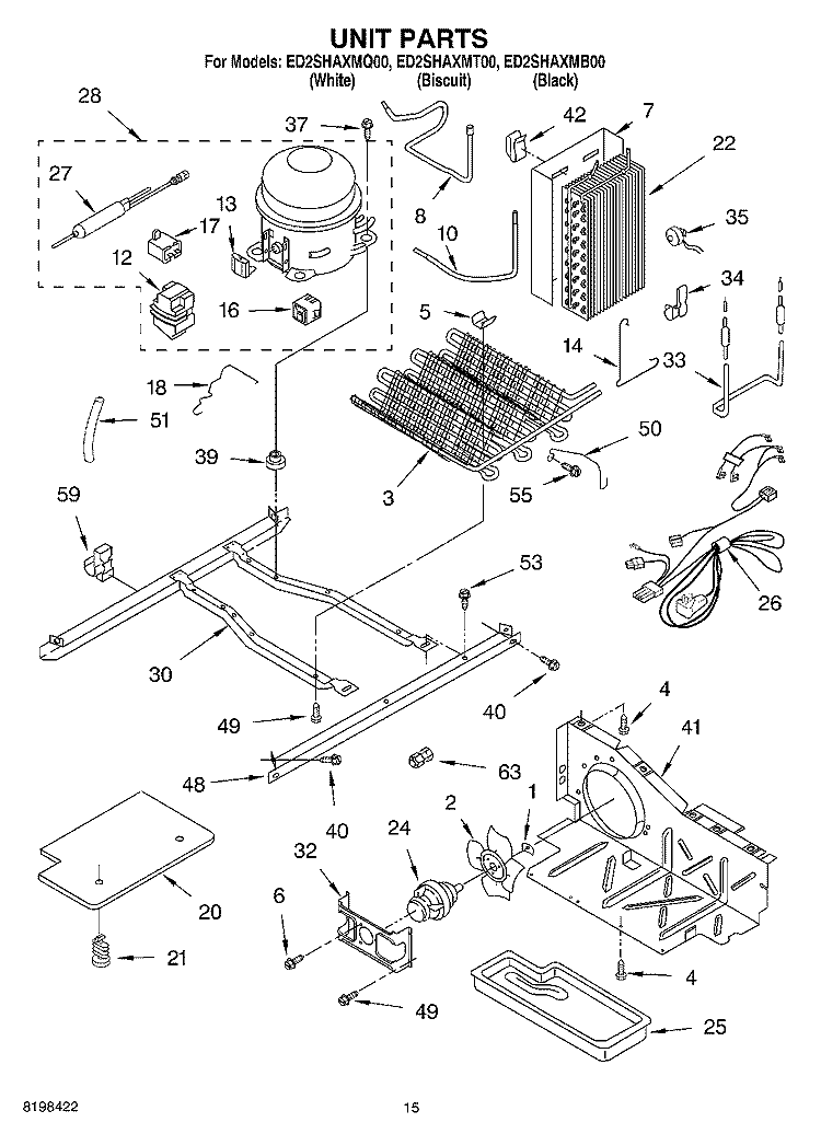 UNIT PARTS Diagram and Parts List for ED2SHAXMB00  Whirlpool Refrigerator