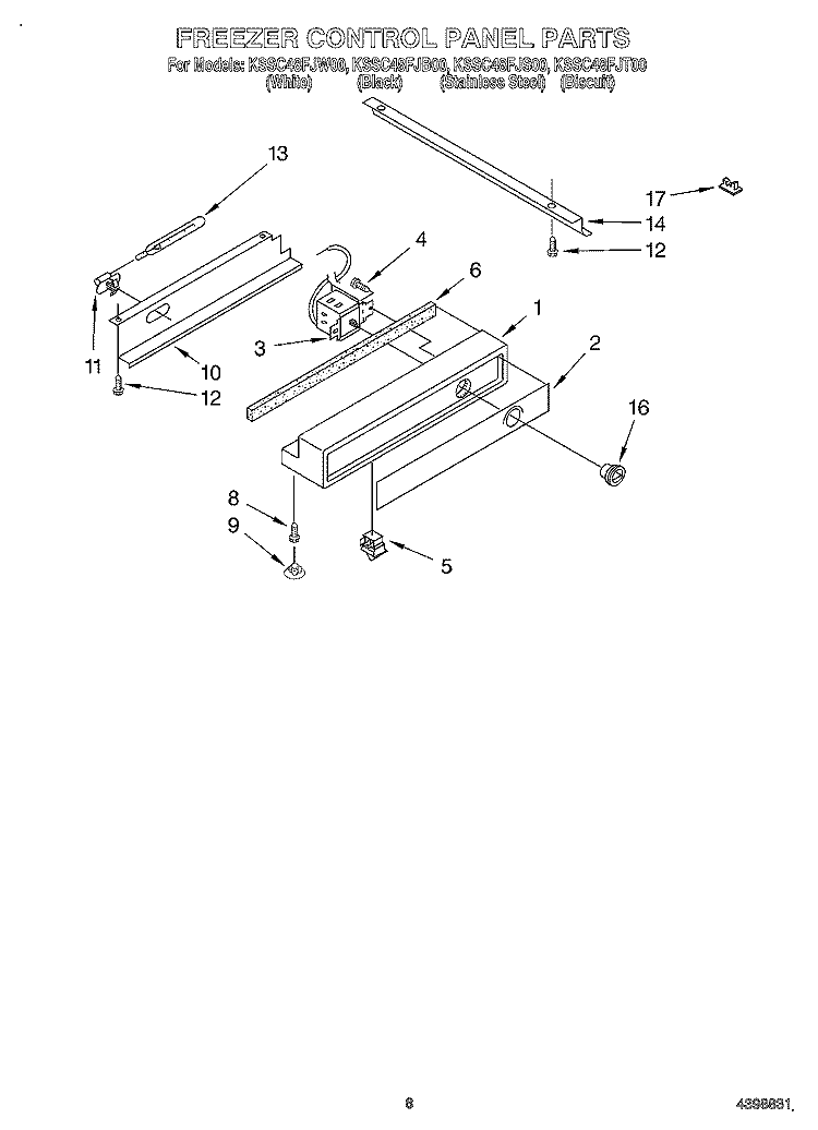 FREEZER CONTROL PANEL Diagram and Parts List for KSSC48FJS00  KitchenAid Refrigerator