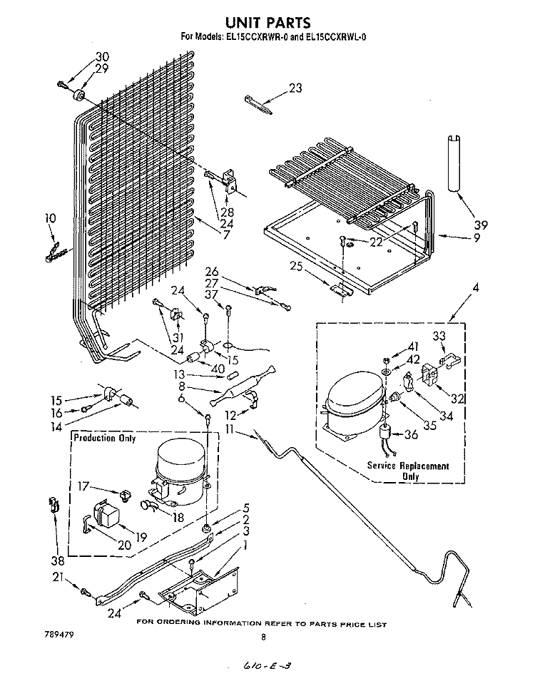 UNIT Diagram and Parts List for EL15CCXRWR0  Whirlpool Refrigerator