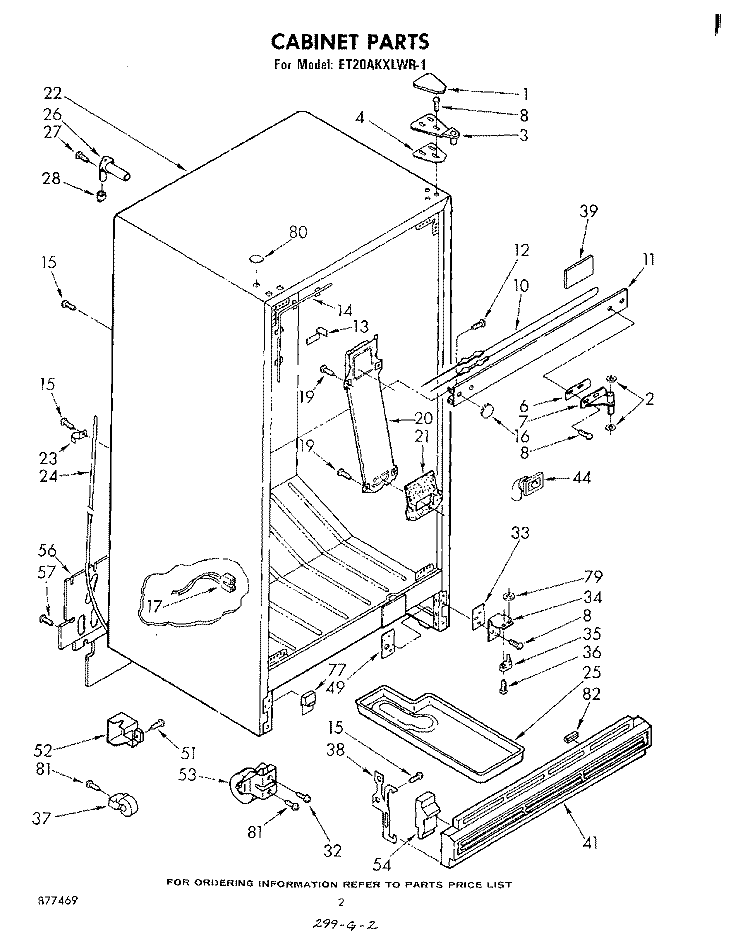 CABINET Diagram and Parts List for ET20AKXLWR1  Whirlpool Refrigerator