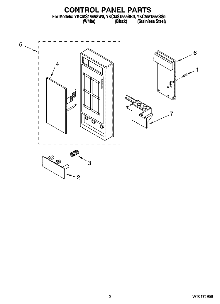 CONTROL PANEL PARTS Diagram and Parts List for YKCMS1555SS0  KitchenAid Microwave