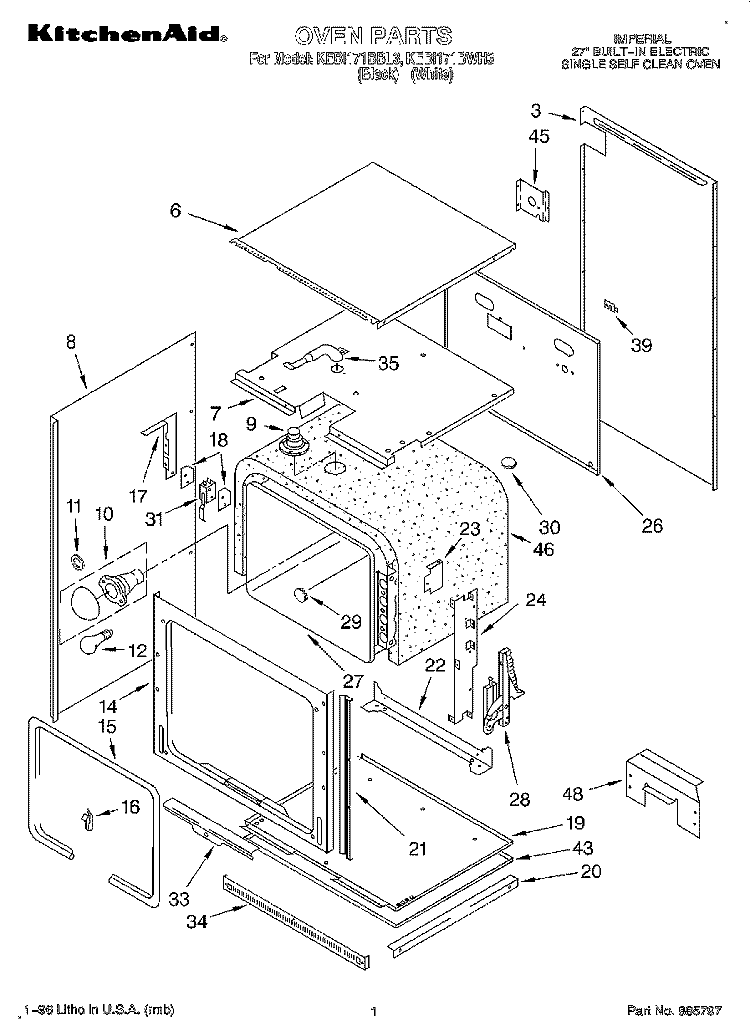 OVEN, OPTIONAL Diagram and Parts List for KEBI171BBL3  KitchenAid Wall Oven