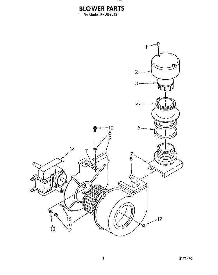 BLOWER Diagram and Parts List for KPDI620T2  KitchenAid Dishwasher