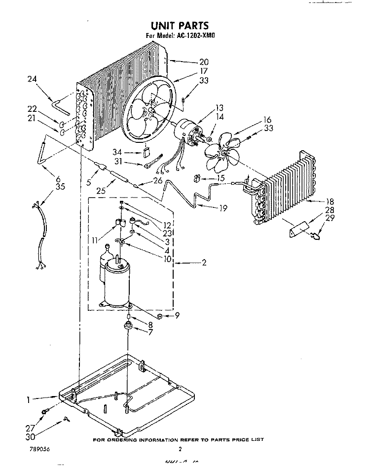 SECTION Diagram and Parts List for AC1202XM0  Whirlpool Air Conditioner