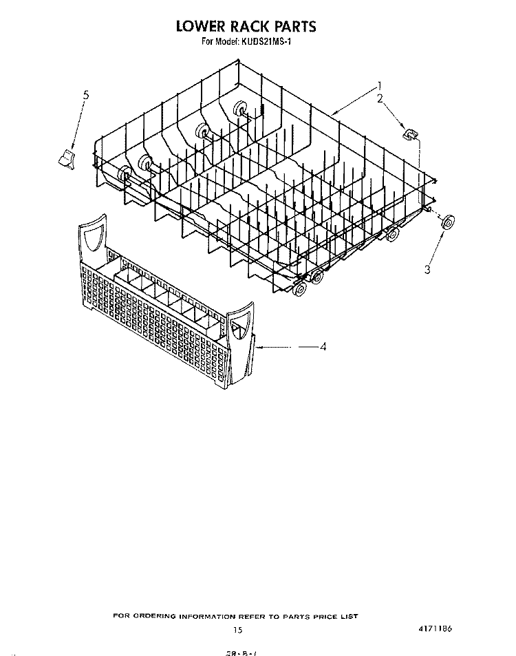 LOWER RACK Diagram and Parts List for KUDS21MS1  KitchenAid Dishwasher