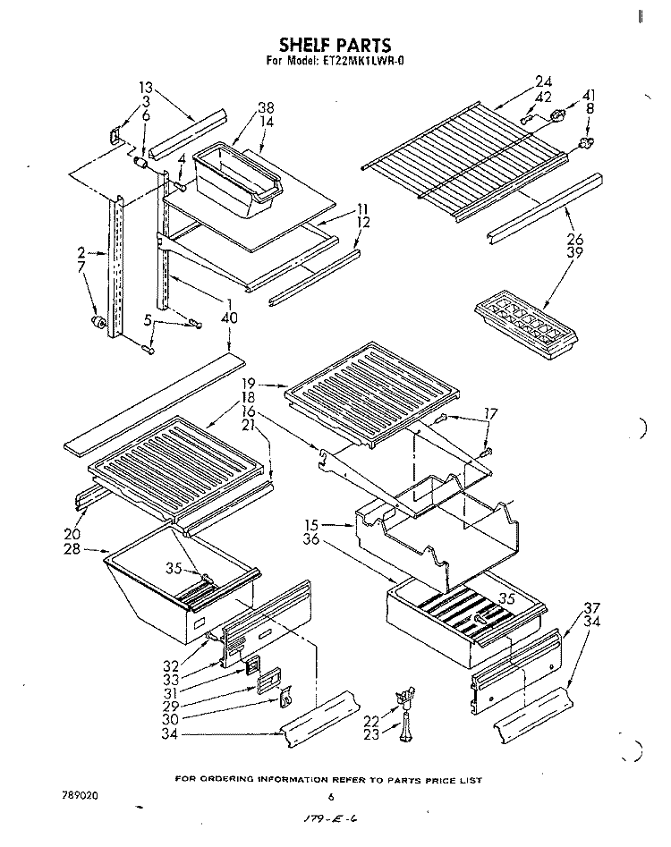 SHELF , LIT/OPTIONAL Diagram and Parts List for ET22MK1LWR0  Whirlpool Refrigerator