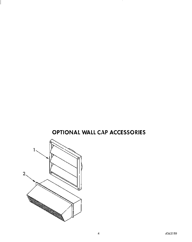 OPTIONAL WALL CAP ACCESSORIES Diagram and Parts List for KGCM860TBC1  KitchenAid Cooktop