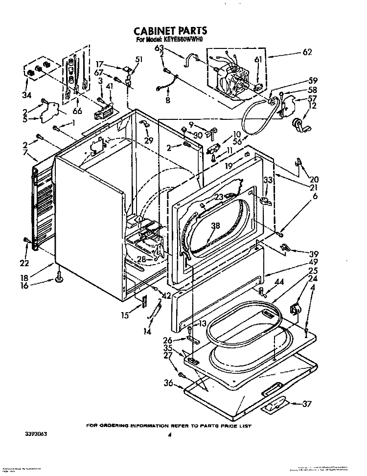 CABINET Diagram and Parts List for KEYE560WTO0  KitchenAid Dryer