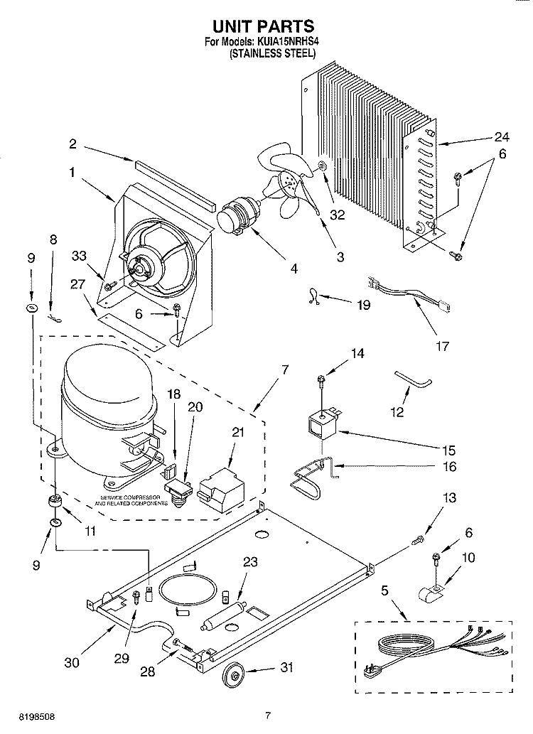 UNIT PARTS Diagram and Parts List for KUIA15NRHS4  KitchenAid Ice Maker