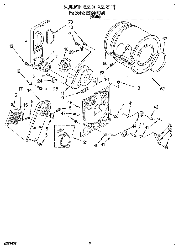 SECTION Diagram and Parts List for LER2614DW0  Whirlpool Dryer