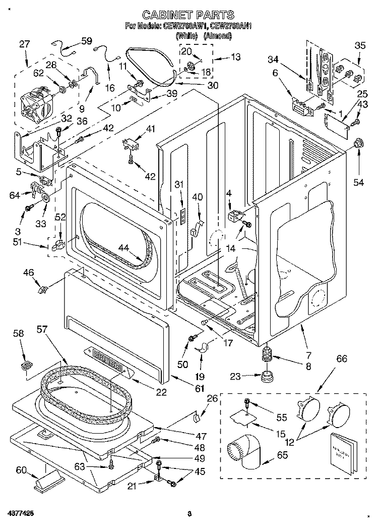 SECTION Diagram and Parts List for CEW2760AN1  Whirlpool Dryer