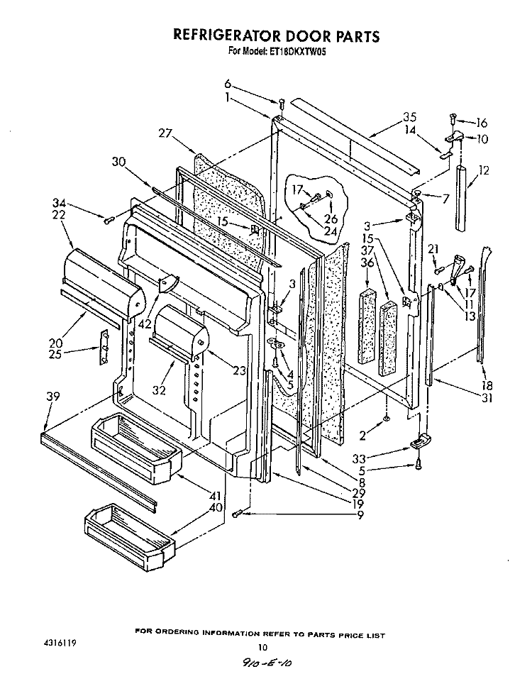 REFRIGERATOR DOOR Diagram and Parts List for ET18DKXTG05  Whirlpool Refrigerator